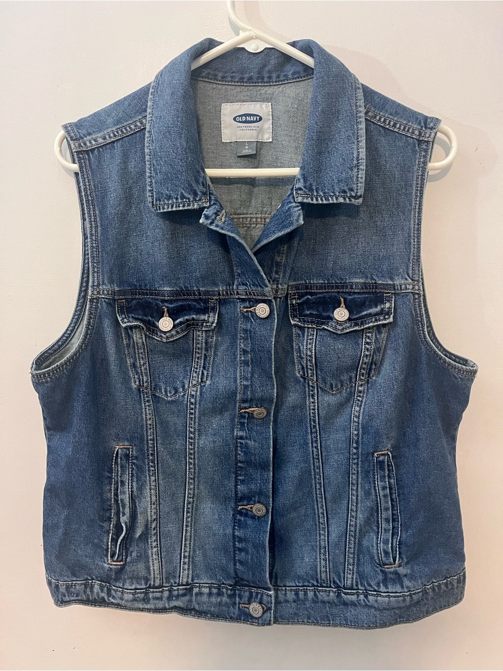 Old Navy Blue Denim Sleeveless Vest